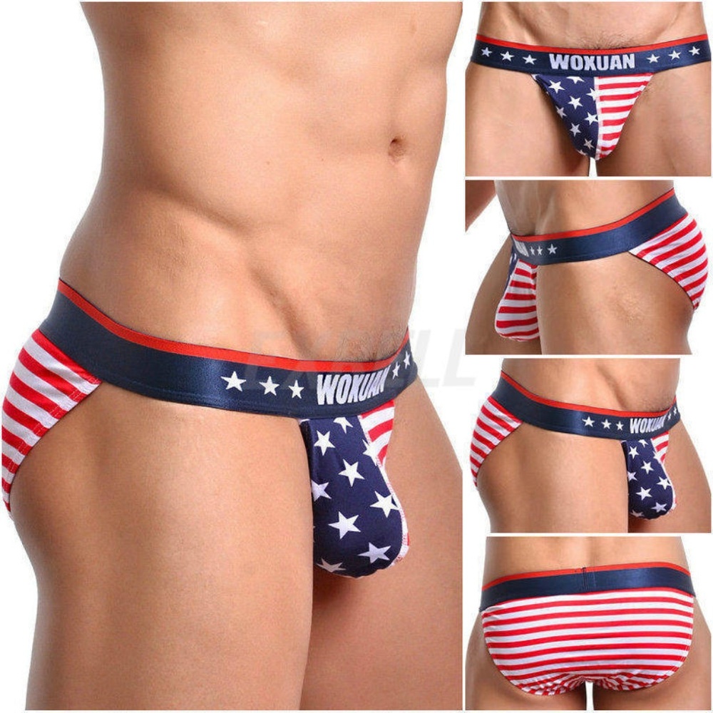 NWT Woxuan Men's SEXY Patriotic Low Rise Briefs